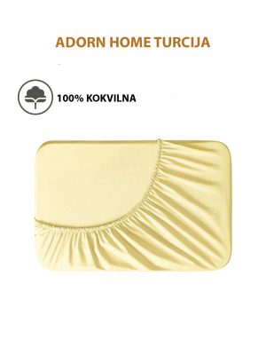180×200 Premium kokvilnas palags ar gumiju Adorn Home (dzeltens), Turcija - Image 2
