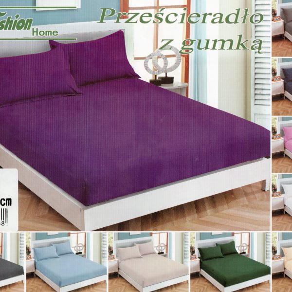 120x200 Palags ar gumiju Fashion Home Textiles / 100% kokvilna satīns (Violets)
