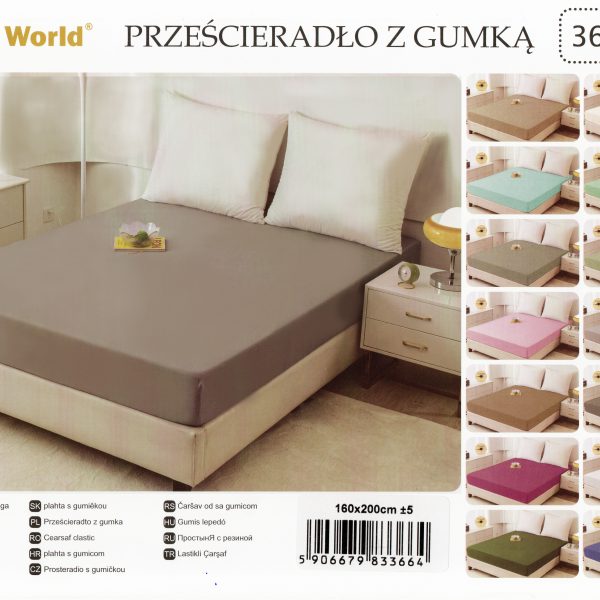 160×200 Palags ar gumiju Cotton World – 100% kokvilna satīns (Pelēks)