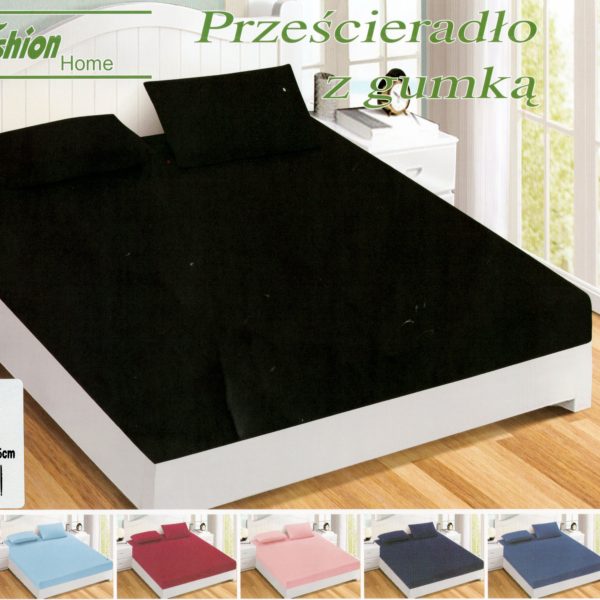 140×200 Palags ar gumiju by Fashion Home Textiles - 100% kokvilna satīns (Melns)