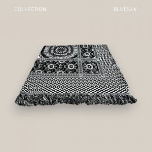 Dekoratīvs kokvilnas pārklājs 220×250 cm  ar bārkstīm – melns - Image 3