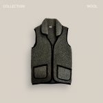 100% Merino aitas vilnas veste ar apkakli – pelēka