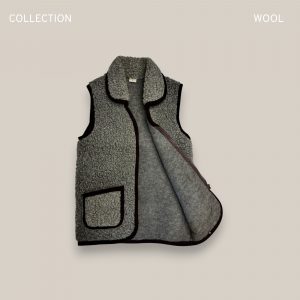 100% Merino aitas vilnas veste ar apkakli – pelēka - Image 3