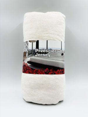 180×200 Palags ar gumiju Jersey - 100% kokvilna (Šampanieša bēšs ar smalkām svītrām) - Image 2