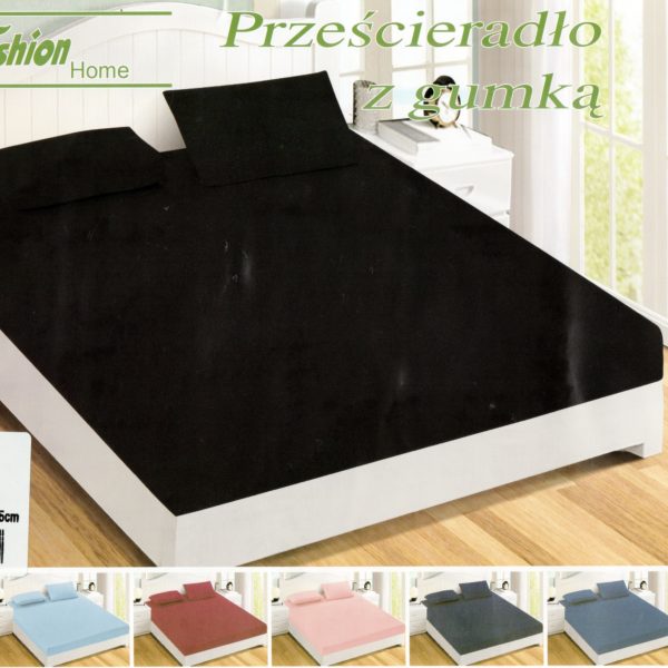 160x200 Palags ar gumiju Fashion Home Textiles / 100% kokvilna satīns (melns)