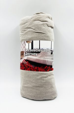 200×220 Palags ar gumiju Jersey - 100% kokvilna (Bēšs) - Image 2