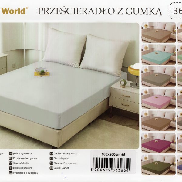 160×200 Palags ar gumiju Cotton World – 100% kokvilna satīns (Gaiši pelēkzils)
