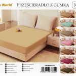 120×200 Palags ar gumiju Cotton World – 100% kokvilna satīns, OEKO-TEX (Gaiši bēšs)