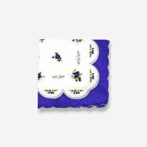 Elegants sieviešu auduma kabatlakatiņš 28×28 cm ar ziediem (violets) - Image 2