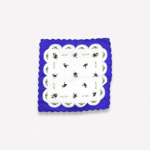Elegants sieviešu auduma kabatlakatiņš 28×28 cm ar ziediem (violets)