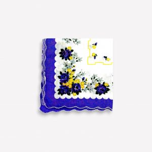 Elegants sieviešu auduma kabatlakatiņš 28×28 cm ar ziediem (violets) - Image 2