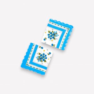 Elegants sieviešu auduma kabatlakatiņš 28×28 cm ar ziediem (gaiši zils) - Image 2