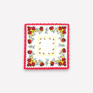 Elegants sieviešu auduma kabatlakatiņš 28×28 cm ar ziediem (rozs)