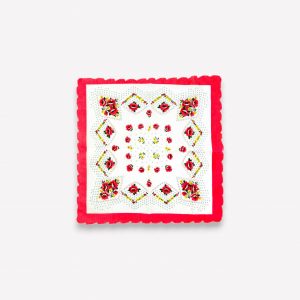 Elegants sieviešu auduma kabatlakatiņš 28×28 cm ar ziediem (rozs)