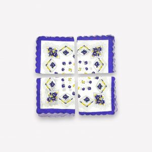 Elegants sieviešu auduma kabatlakatiņš 28×28 cm ar ziediem (violets) - Image 2