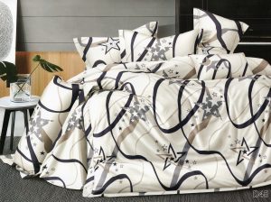 Palags bez gumijas 220×230 cm / 100% kokvilna satīns (Balts ar zvaigznēm)