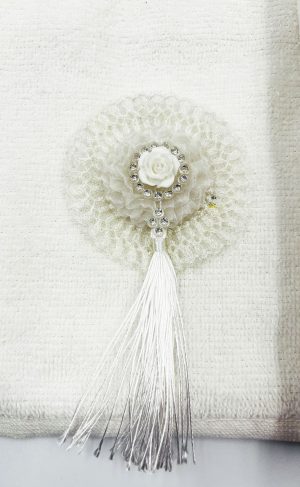 Premium kokvilnas Durul dvielis 35×50 cm - elegants ziedu raksts (Balts) - Image 6