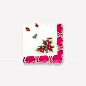 Elegants sieviešu auduma kabatlakatiņš 28×28 cm ar ziediem (rozs) - Image 2