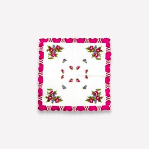 Elegants sieviešu auduma kabatlakatiņš 28×28 cm ar ziediem (rozs)