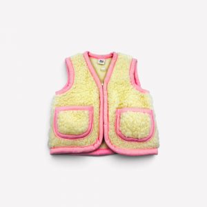 Bērnu aitas vilnas veste Merino wool ar rāvējslēdzēju un kabatām, rozā apdare - Image 2