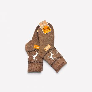 Kamieļu vilnas sieviešu siltās ziemas zeķes – biezas un siltas (tumši bēšas ar alni) - Image 2