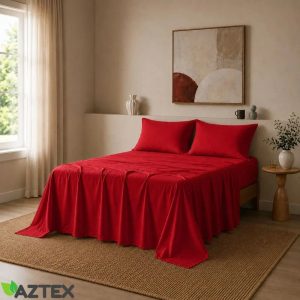 160×200 cm Vienkrāsains palags bez gumijas Milano Comfort Satin - Sarkana