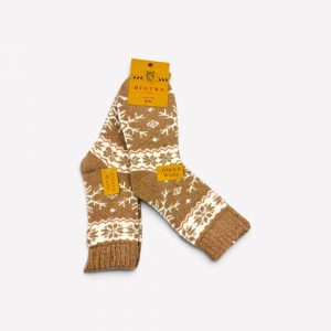 Alpakas vilnas sieviešu biezas ziemas zeķes ALPACAWOLE (gaiši bēšas)