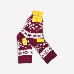 Alpakas vilnas sieviešu biezas ziemas zeķes ALPACAWOLE (bordo)
