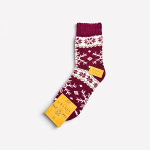 Alpakas vilnas sieviešu biezas ziemas zeķes ALPACAWOLE (bordo) - Image 2