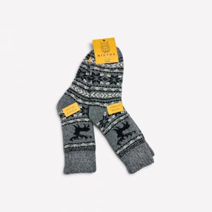 Alpakas vilnas vīriešu biezas ziemas zeķes ALPACAWOLE (tumši pelēkas)
