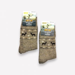 ANGORA Thermo siltas vīriešu zeķes no angoras vilnas (tumši bēšas ar alniem)
