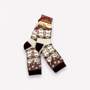 Siltās Thermo ziemas zeķes ar ūdeles vilnu (brūnas ar rakstu) - Image 2