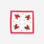 Elegants sieviešu auduma kabatlakatiņš 28×28 cm ar ziediem (rozs)