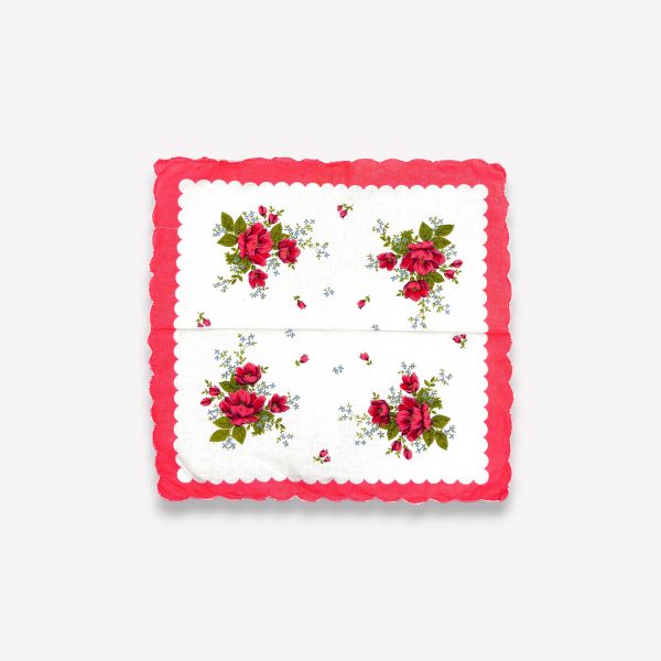 Elegants sieviešu auduma kabatlakatiņš 28×28 cm ar ziediem (rozs)