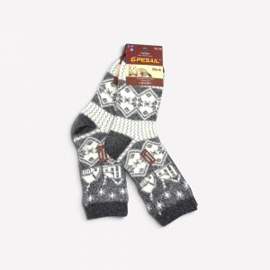 Siltās Thermo ziemas zeķes ar ūdeles vilnu (gaiši pelēkas ar rakstu) - Image 2