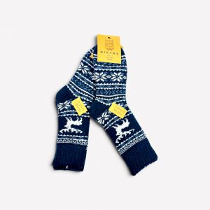 Alpakas vilnas vīriešu biezas ziemas zeķes ALPACAWOLE (tumši zilas)