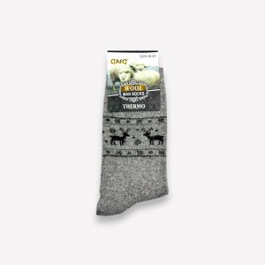 ANGORA Thermo siltas vīriešu zeķes no angoras vilnas (gaiši pelēkas ar alniem) - Image 2