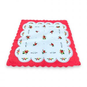 Elegants sieviešu auduma kabatlakatiņš 28×28 cm ar ziediem (persiku) - Image 2