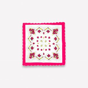 Elegants sieviešu auduma kabatlakatiņš 28×28 cm ar ziediem (rozs)