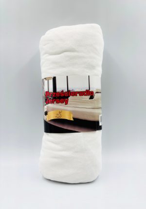 140×200 Palags ar gumiju Jersey - 100% kokvilna (Balts-Pērļu mirdzums ) - Image 2