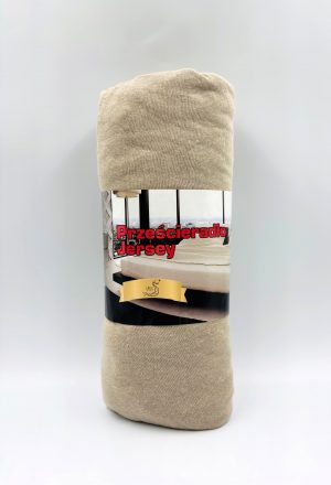 100×200 Palags ar gumiju Jersey - 100% kokvilna (Dzintara smiltis) - Image 2