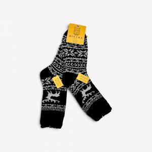 Alpakas vilnas vīriešu biezas ziemas zeķes ALPACAWOLE (melnas)