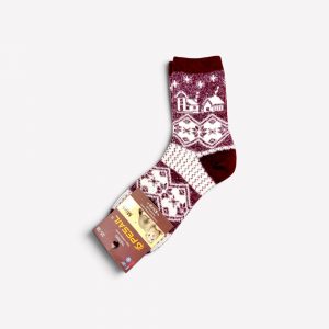 Siltās Thermo ziemas zeķes ar ūdeles vilnu (bordo ar rakstu)