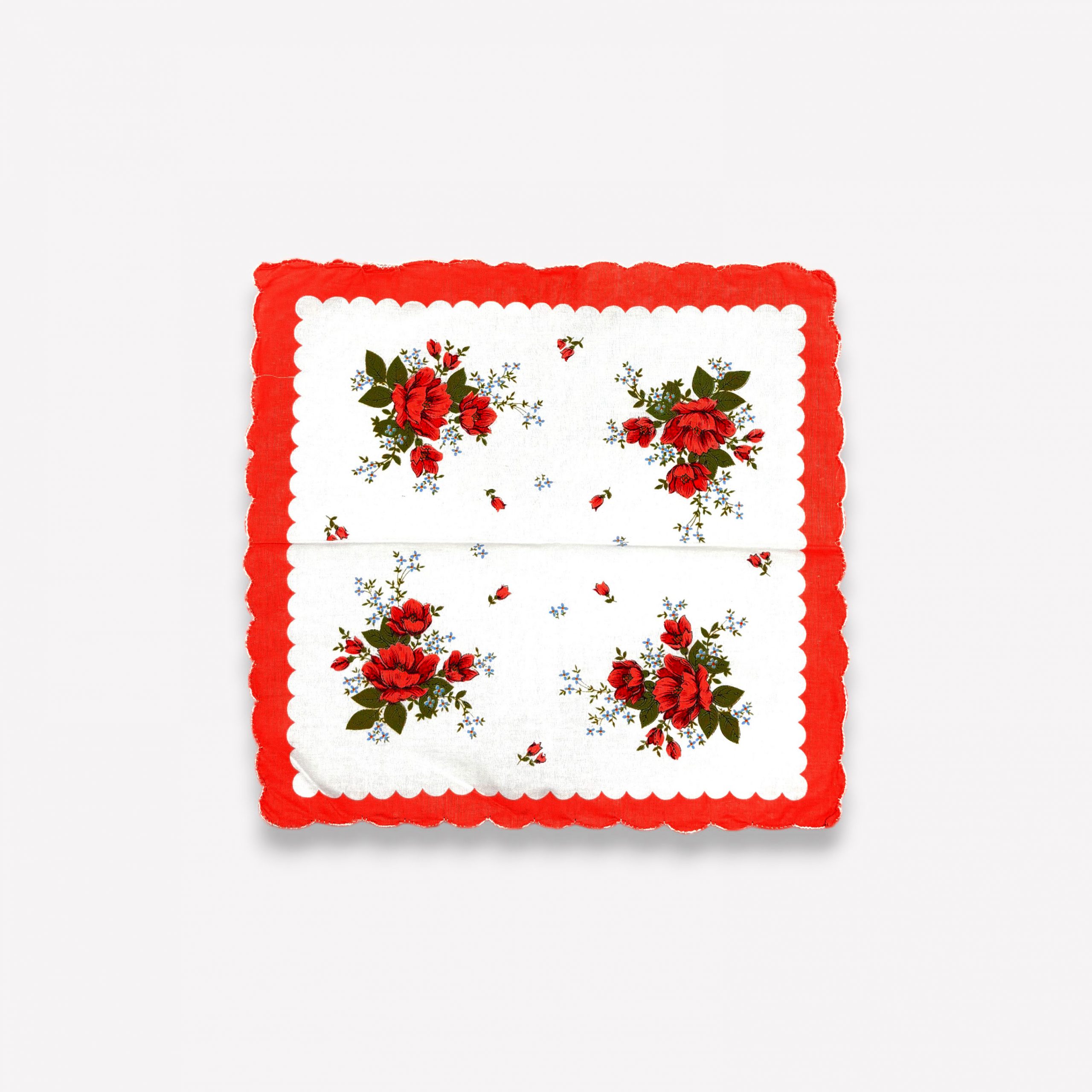 745 Elegants sieviešu auduma kabatlakatiņš 28×28 cm ar ziediem (sarkans) - Image 1