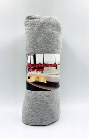 140×200 Palags ar gumiju Jersey - 100% kokvilna (Svītraini gaiši pelēks) - Image 2